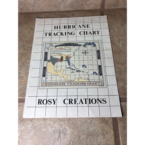 Rosy Creations Hurricane Tracking Chart‎ Quilt Pattern, Vintage, Weather, 80s - Picture 1 of 4